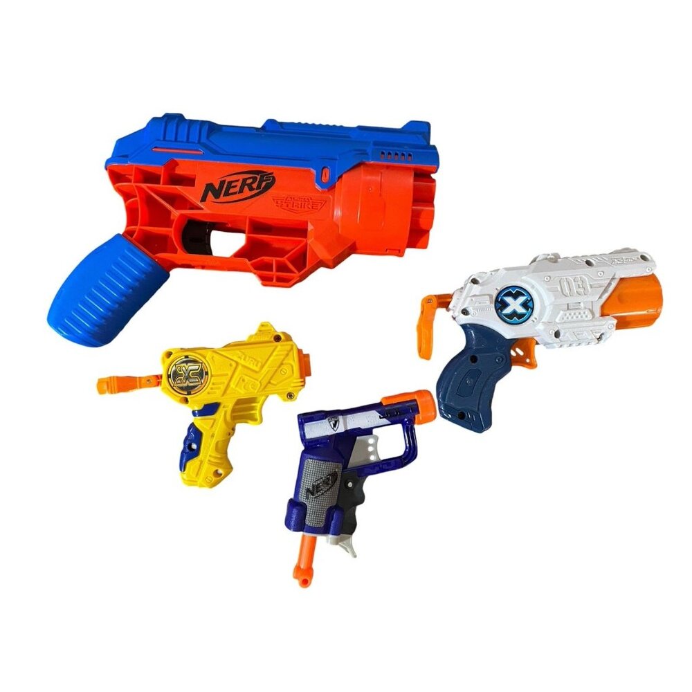 Nerf Guns Bundle Lot N-Strike Jolt Alpha Strike & X-Shot Guns - No Darts